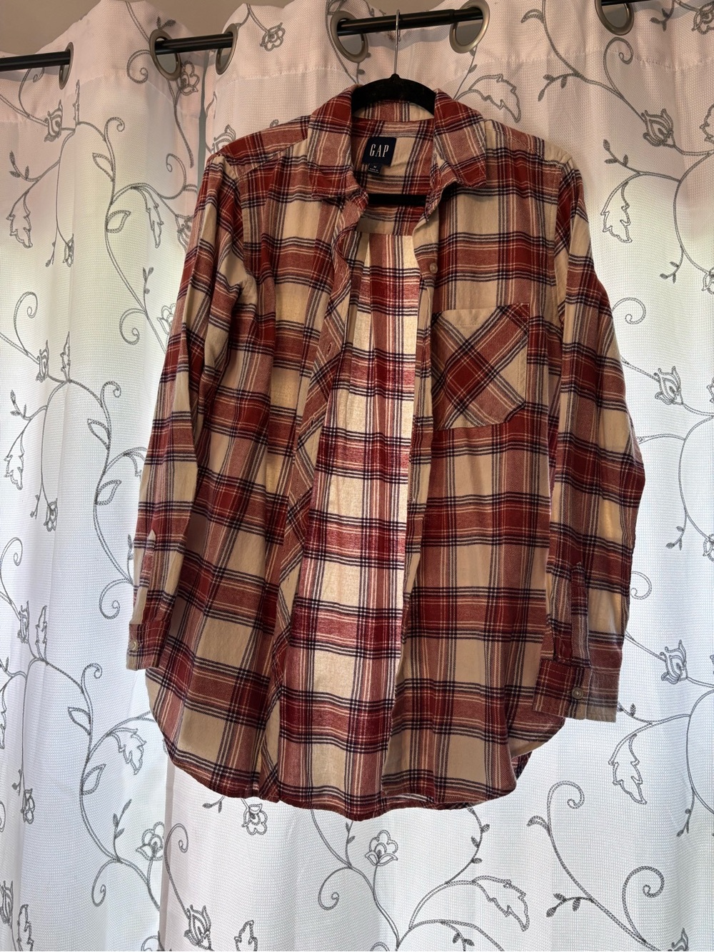 GAP Red and Cream Plaid Button-Down Shirt
